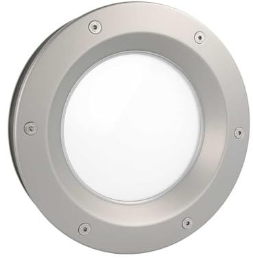 MLS Ojo de Buey B6000, de Aluminio Robusto, Vidrio de Seguridad VSG, Apto para Puertas de 40 mm de Espesor, Tornillos de Fijación Visibles en Ambos Lados, 250 mm de Diámetro, Vidrio Mate
