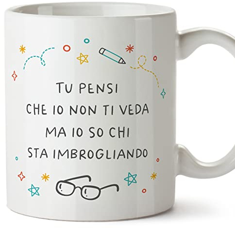 Mugffins Tassen/Becher mit Spruch für LEHRER - Auf Italienisch - Io so chi sta imbrogliando - 11 oz / 330 ml - originelles und lustiges Geschenk Mitarbeiter
