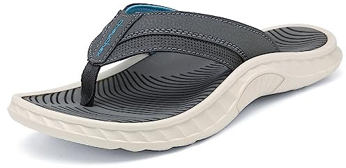 ChayChax Infradito Uomo Sandali Sportivi Ortopediche per Arco Scarpe da Spiaggia e Piscina Antiscivolo Ciabatte,Grigio Chiaro-Bianco,43 EU