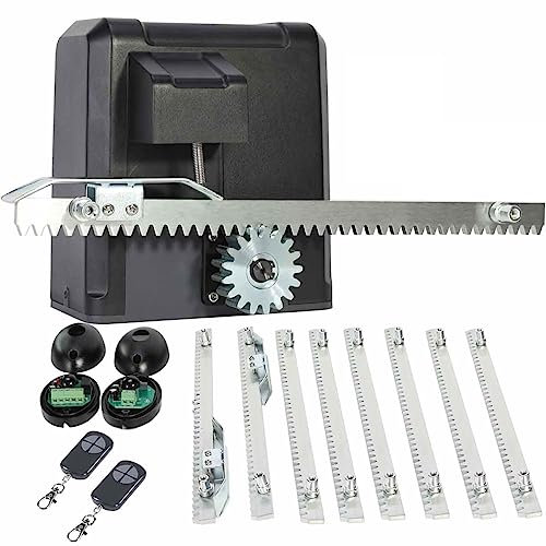 CO-Z 200W Motor para Puerta Corredera Capacidad 600KG Abridor de Puerta Corredera con 4m Cremallera de Acero y 2 Controles Remotos