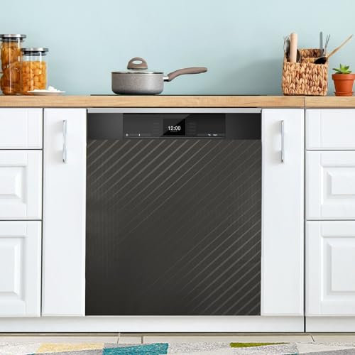 Black White Striped Magnetic Dishwasher Covers Clean Dirty Dishwasher Front Panel Kitchen Cabinet Sticker Decor 23 x 26 Inch