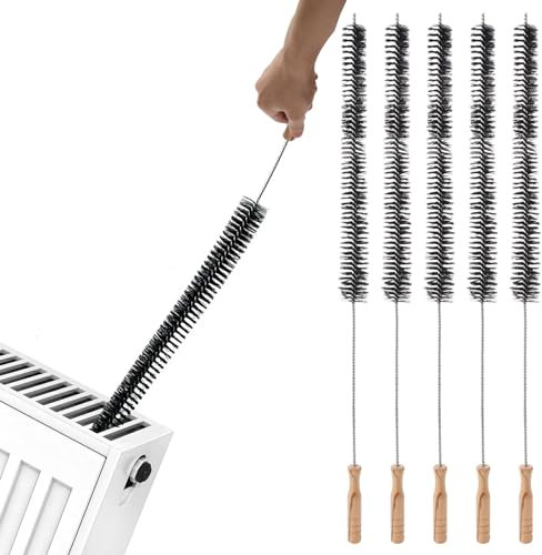 LDHHYH Heizkörper-Reinigungsbürste, 70 cm lang, Heizkörper-Reinigungsbürste mit Holzgriff, flexible Reichweite, Heizkörper-Reinigungs-Staubwedel, dünne Reinigungsbürste für Heizkörper, Trockner,