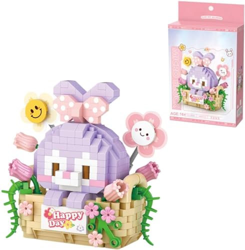 JOMIOD Kreativ Hase Micro Bauklötze, 400+ Klemmbausteine Blumenkorb Hase Modular Baukasten, HaseTier Bausteine Spielzeug, Dekoration für Kinder, Geschenk, Nicht Kompatibel mit Lgo