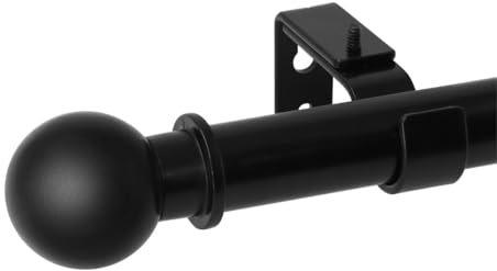 Curtain Poles with Round Finials, Extendable 80 to 150cm, 25mm, Black Curtain Pole for Eyelet Curtains, Metal Curtain Rod with Adjustable Brackets Fittings for Bedroom, Living Room, Kitchen