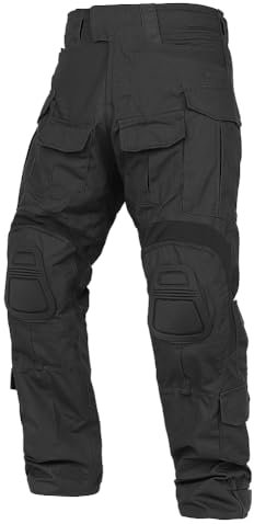 KRYDEX GEAR Kampfhose G3 Taktische Hose mit Knieschoner Militär Outdoor Airsoft Kampf Jagd Hosen für Männer (Schwarz, L)