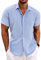 COOFANDY Mens Short Sleeve Shirt Linen Summer Casual Shirts Regular Fit Holiday Beach Shirt Light Blue XL