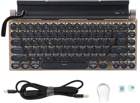 Septpenta Retro Mechanical Keyboard, 83 Keys Typewriter Design Mechanical Keyboard, Bluetooth 5.0, FN Master Support for 3 Devices, Compatible with PC/Laptop/Mac/Pad/Mobile Phone