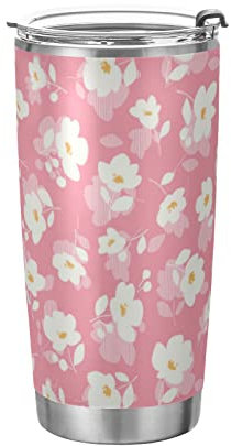 Anticsao Bicchiere termico da viaggio con coperchio e cannuccia, in acciaio inox, a doppia parete, per bevande calde e fredde, 590 ml