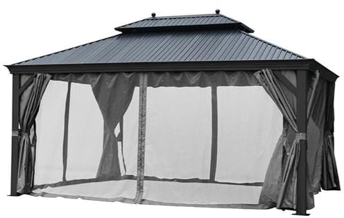 Premium Pavillon 3,65 x 3,65 cm Set Pergola+Metall Dach+Alu Gestell+Moskitonetz inkl. Spedition
