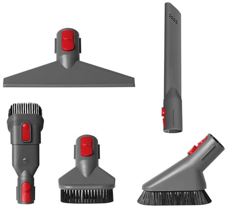 5 Pièces Aspirateur Accessoires pour Dyson, avec 3 Brosse Aspirateur et 2 Embout Aspirateur, Aspirateur Pièces Détachées, pour Dyson V7 V8 V10 V11, pour Nettoyer les Sols, Matelas, Plafonds (Gris)