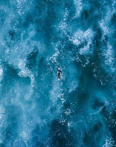 THISIT DIY Ölgemälde, Malen nach Zahlen für Erwachsene, Surfen,Meer,Wellen-16 x 20 Zoll mit Rahmen