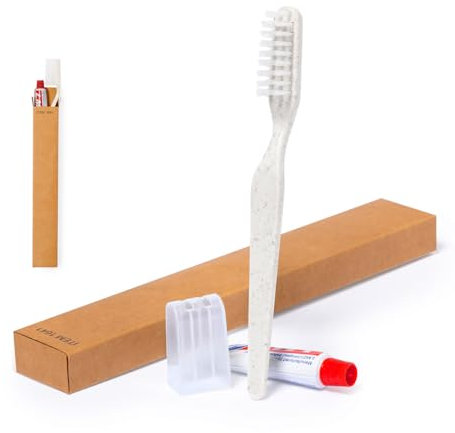 Eco-Friendly Set dentaire avec brosse à dents en canne de blé et dentifrice – Lot de 50 kits pour soins bucco-dentaires naturels et durables
