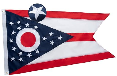 TOPFLAGS Ohio-Flagge, 12,7 x 20,3 cm, doppelseitig bestickt, langlebiges, strapazierfähiges Polyester, stärkere Messingösen, 2 genähte Säume, perfekt für den Außenbereich