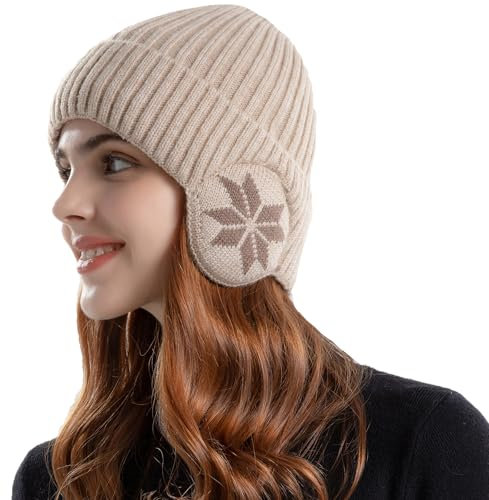 YAMEE Strickmützen für Herren mit Ohrenklappen Warm Elastisch,Beanie Herren Plüsch Verdickt Kälteschutz,Wintermütze Damen Strickmütze Winddicht,Mütze für Männer Frauen im Freien Sport Laufen Golfen