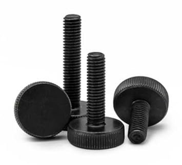 Voirrow 2pcs M10 30mm HD Big Flat Head Knurled Hand-twist Screws Bolts Knob Screw Adjustment Bolt Thread Nails Carbon Steel BLACK GB835(M10x30mmxD30x8.5mm)