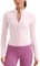 CRZ YOGA Women's Butterluxe Full Zip Running Jacket Pockets Outdoor Sports Cropped Jackets Gym Long Sleeve Top with Thumb Holes Strawberry Pink 10