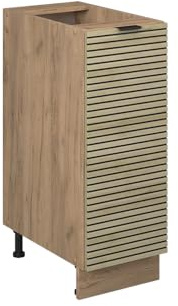 Vicco Apothekerschrank Fame-Line, Eiche Paneel, 30 cm | MDF-Front · Ohne Arbeitsplatte · Höhenverst. Füße · Metallgriffe · Metall-Vollauszüge