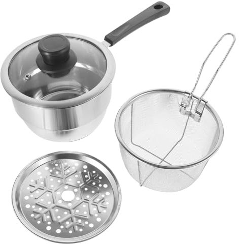 Cabilock Cazo De Leche De Acero Inoxidable Olla Para Hervir Espaguetis Cesta Coladora Para Freír Vaporera Multifuncional Para Cocinar Al Vapor Cocina