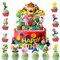 49 Stücke Tortendeko Kindergeburtstag - Kuchendeko Set mit Torte Topper & Cupcake Deko für Mottoparty, Geburtstagstorte & Fest (Kindermotive, bunt, DIY)
