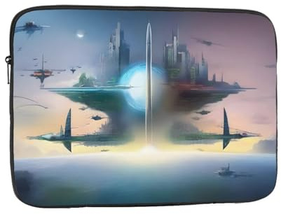 PHAYAH Flying Horizon gemusterte Laptop-Hülle, stoßfest, schlank, Laptoptasche, Aktentasche, Tragetasche, Laptophülle, Schwarz, 25,4 cm (10 Zoll)
