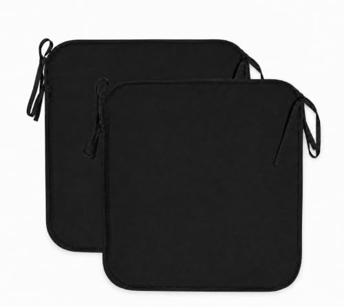 L S U Waterproof Chair Cushion Seat Pads Outdoor Tie-On Garden Patio Kitchen Office Chairs- Pack of 2, 4, 6, 8 (Pack 2 Black)