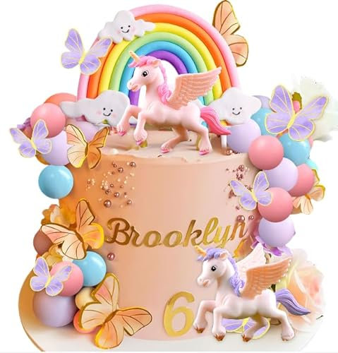 LaVenty pony unicorn cake topper rainbow butterflies cake decoration unicorn balls birthday decoration for girls