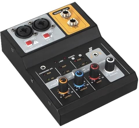 Bnnlqpsttg Mélangeur D'Enregistrement 2 Voies USB Ordinateur Carte Son Externe Karaoké en Direct DJ Mélangeur Scène Audio Mixage