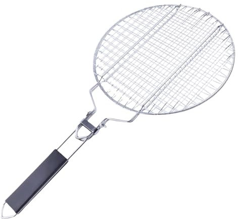 IAOPNOWB Panier de Barbecue en Acier Inoxydable – Grille Ronde verrouillable de 55 cm avec poignée Amovible