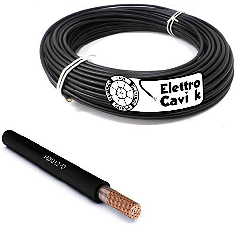 ELETTROCAVI K - CAVO ELETTRICO PER SALDATRICE 1x25 mm² IN RAME GOMMA H01N2-D NERO SUPER FLESSIBILE 11,1 mm Ø UNIPOLARE 1 POLO RAME PROFESSIONALE MADE IN ITALY 10 METRI