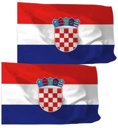 2 Stück Kroatien Flagge 150x90cm, wetterbeständige Fahne, 100% Polyester, robuste Doppelnaht, brilliante Farben, ideal für Demo, Weltmeisterschaft Fans, Feiern und Hochzeiten, Flagge für jeden Anlass