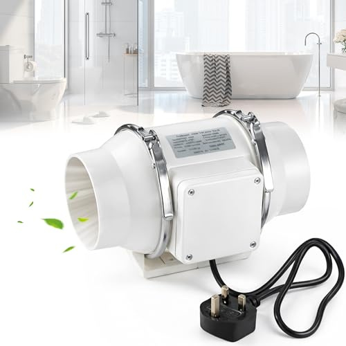 Lifegogo 4 inch Inline Extractor Fan: 220m³/h 40W Inlines Fan Quiet Operation 100mm Duct Inline Bathroom Extractor Fans for Grow Room Tent Hydroponic Ventilation System