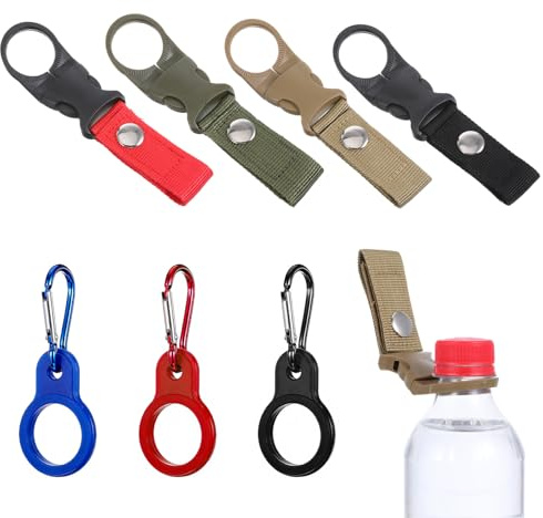 7 Pcs Water Bottle Holder Hanging Bottles Buckle Clip Portable Mineral Water Bottle Clip Nylon Beverage Bottles Strap Mineral Waters Ring Holder Keychain Carabiner for Outdoor Camping Hiking Traveling