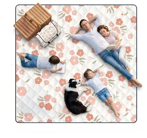 Couverture Pique Nique 200X200 cm, Tapis de Sol Camping, Tapis Pique Nique Pliable Avec PoignéE, Nappe Pique Nique, Natte de Plage ImperméAble pour Camping en Plein Air, Le Jardin, Le Plage(Orange)
