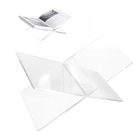 Buchständer Acryl Buchhalter Leseständer Book Stand Book Holder - transparenter Acryl Buchständer 28x11x15,5cm, 5mm X Form Buch Aufsteller für Kochbuch, Bibel, Koran