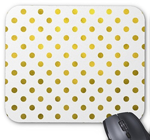 Gold Polka Dots on White Mouse Pad High Quality Mouse Pad Desktop Mousepad Laptop Mousepads Comfortable Computer Mouse Mat Cute Gaming Mouse Pad