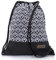 By-Bers LEON Tasche Turnbeutel Rucksack Sportbeutel Gym Bag Gymsack Hipster Fashion Schwarz Weiß, Blackthailotus, flach 34cmx45cm +-1cm