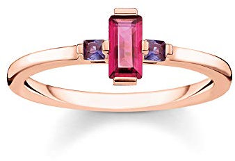 Thomas Sabo Damen-Ring Stein Baguette-Schliff rot 925 Sterlingsilber roségold vergoldet TR2258-540-10-52