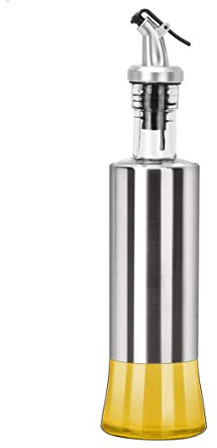 Oil and Vinegar Dispenser Bottle 200ml, Stainless Steel Glass Oil Bottle - Leakproof Glass Oil Bottle with Funnel and Pourer for Home Kitchen