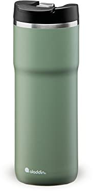 Aladdin Barista Java Thermavac Leak-Lock Stainless Steel Thermos Travel Mug for Hot Drinks 0.47L Sage Green – Keeps Hot for 4 Hours - BPA-Free Reusable Coffee Cups - Leakproof - Dishwasher Safe