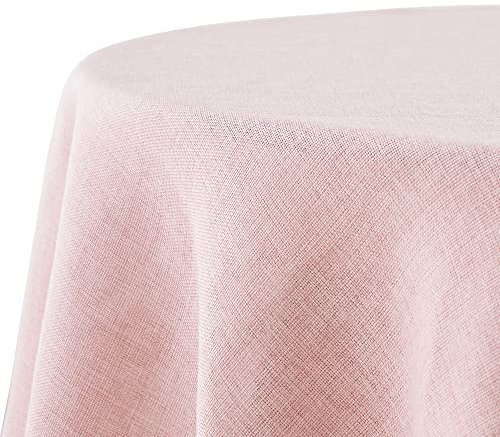 Decomira Tischdecke wasserabweisend Leinen-Optik - Fleckschutz, abwaschbar - Garten-Tischdecke Outdoor, Tischtuch Esstisch - Rosa - 140 cm Rund