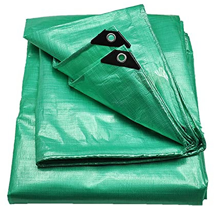 Lona Impermeable Exterior 180g/m²,Lona de Tela Reforzada PE con Ojales,Lona Protectora a Prueba de Desgarros y Anti-UV, Toldo,Carpa,Bote,Caravana o Cubierta de Piscina,Verde (4x9m)