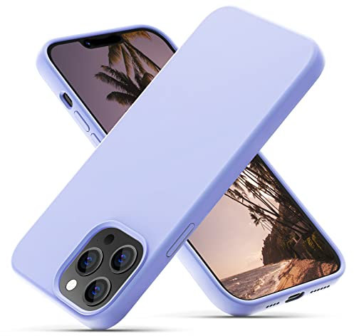 OIIAEE Silicone Case Designed for iPhone 13 Pro Max Case, Ultra Slim Shockproof Protective Liquid Silicone Phone Case with Soft Anti-Scratch Microfiber Lining, 6.7 inch, Clove Purple