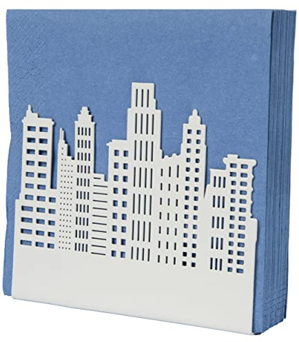 FISURA - Originelle Serviettenhalter mit Gebäudedesign. Weißer Serviettenständer für Küche. Serviettenhalter aus Metall. Design Papierhandtuchspender 15x4x13 cm.