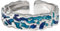 NicoWerk Damen Silberring Blau aus 925 Sterling Silber Bandring Strukturiert Gemustert Glänzend Ausgefallen Emaille Mosaik Verstellbar SRI972