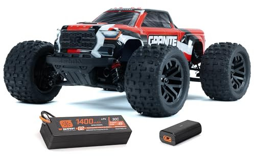 ARRMA Granite GROM Ferngesteuertes Auto, RC Auto 1/18, Brushless Motor über 30 km/h, inkl. Akku und Zubehör, Rot, ARA2102T2