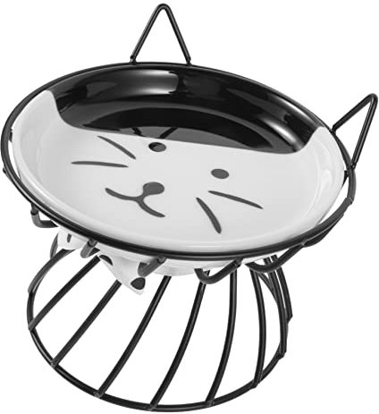 FONDOTIN Plato De para Gatos Comedero Antideslizante con Soporte para Alimentos y Agua Diseño Ergonómico para Digestión y