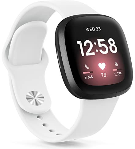 Oumida für Fitbit Versa 3 Armband/Fitbit Versa 4 Armband/Fitbit Sense Armband für Damen Herren, Silikon Armbänder Sport Ersatz Uhrenarmband für Fitbit Versa 3/Versa 4/Sense/Sense 2, Weiß