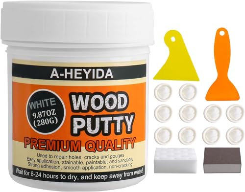 Masilla de madera blanca, espátula para madera, 280 g, masilla de madera, se puede pintar, decabar, espátula de reparación de madera para grietas y agujeros en cualquier suelo de madera, muebles,
