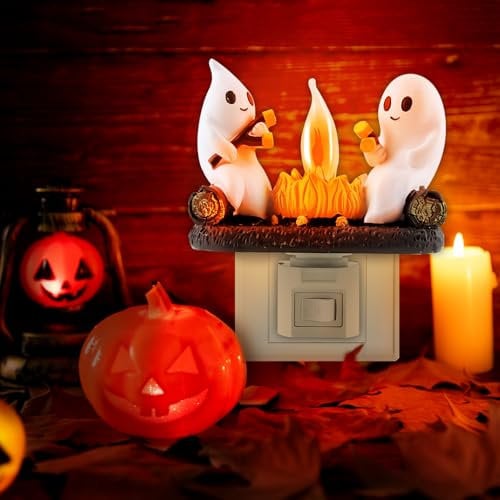 Hillylolly Ghost Campfire Nachtlicht, 2024 Neu Halloween Geister Lampe, Flackerndes Lagerfeuer für Halloween Deko