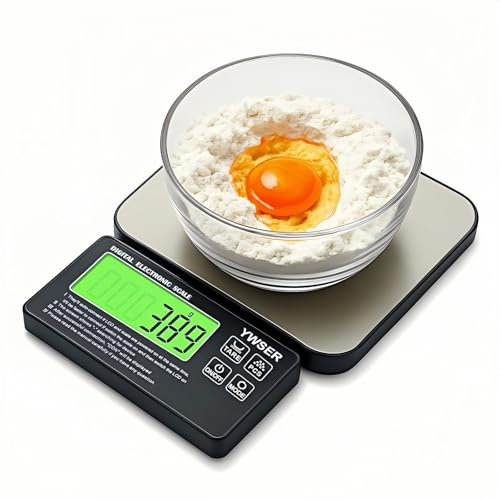 15kg Digitale Küchenwaage mit LCD-Fernanzeige, Split entworfenes Display zum einfachen Lesen und Reinigen, 1g Präzision, 7 Einheiten, Tara-Funktion zum Backen, Kochen (Silver-Black)